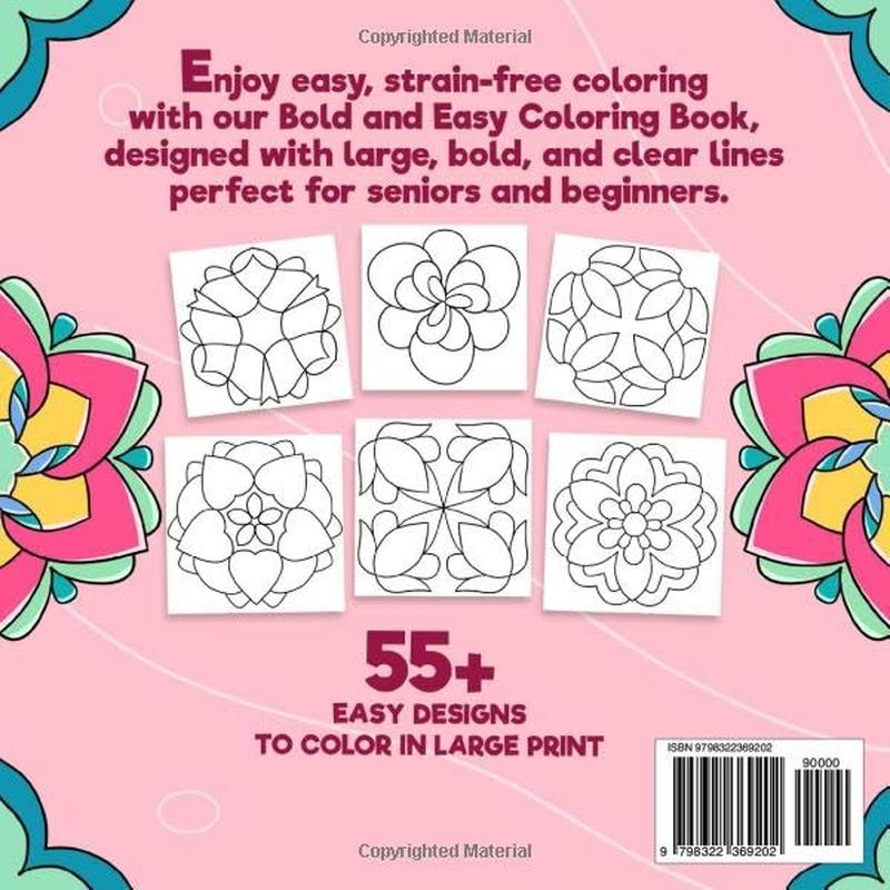 Mandala Bold and Easy Coloring Book: Simple Designs with Bold Lines Coloring Pages for Stress Relief and Relaxation | Ideal Gift for Kids, Adults, ... (Artist Wisdom Stress Relaxation Series)